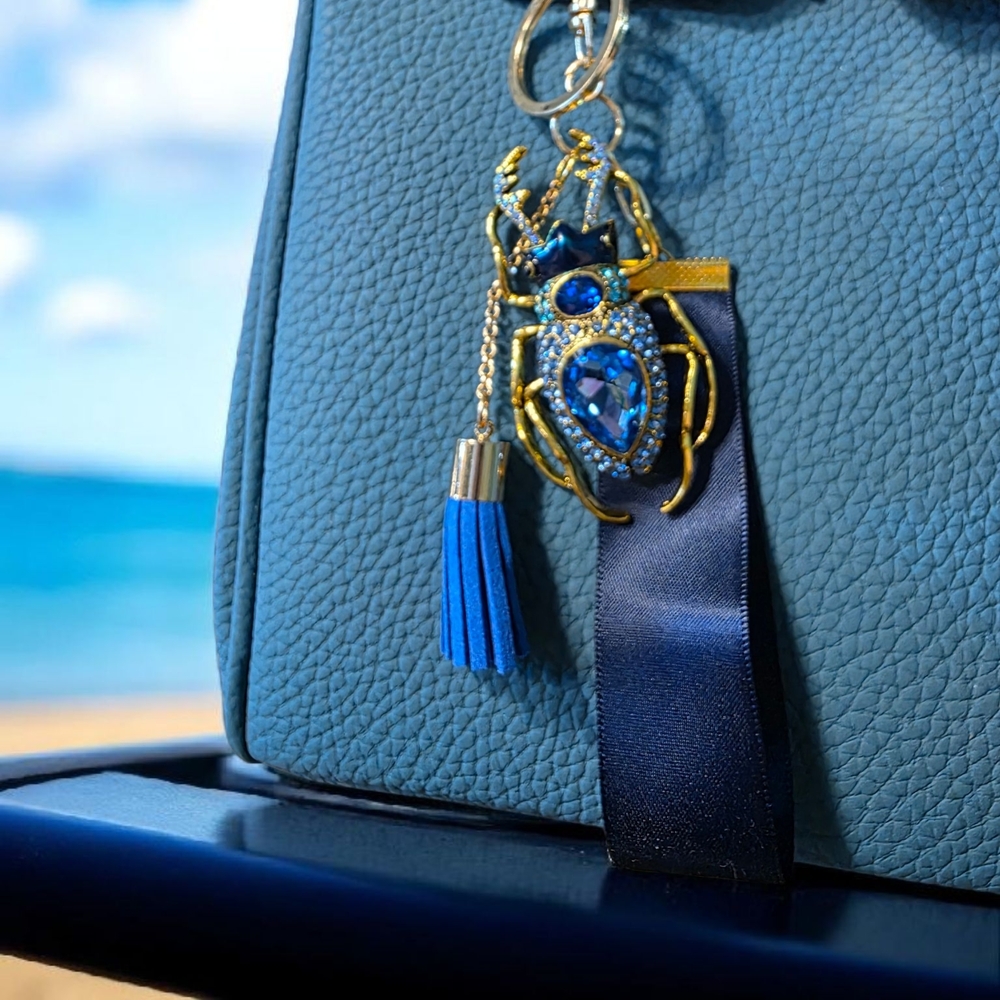 SALE!! Blue Scarab Handbag Charm/Keychain